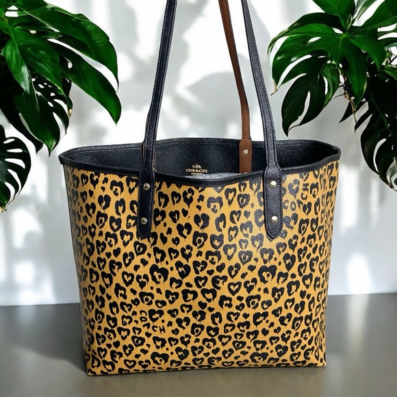 Coach Handbags - Coach Wild Heart Reversible City Tote Leopard Ocelot